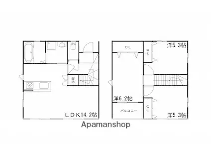 山陽電気鉄道本線 飾磨駅 徒歩12分 2階建 築1年(3LDK)の間取り写真