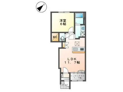 飾磨区中島アパート(1LDK/1階)の間取り写真