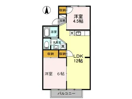 パークハイツ早瀬(2LDK/2階)の間取り写真