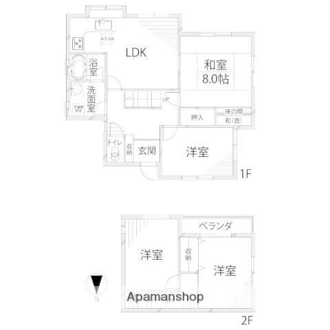 播但線 仁豊野駅 徒歩12分 2階建 築46年(4LDK)の間取り写真