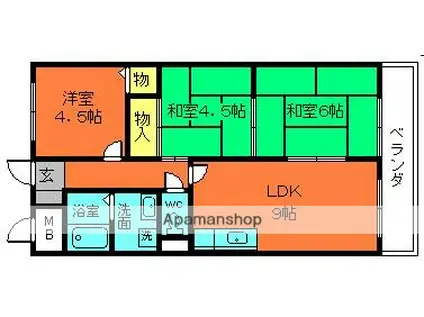 グランバークスヨシノ(3LDK/2階)の間取り写真