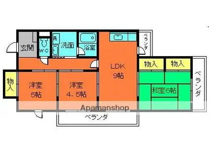 グランバークスヨシノ(3LDK/4階)の間取り写真