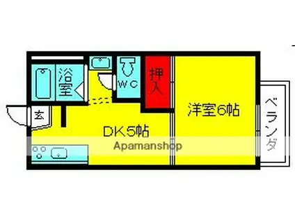 マンション三四四A(1DK/2階)の間取り写真