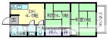 第2三吉荘(2DK/2階)の間取り写真
