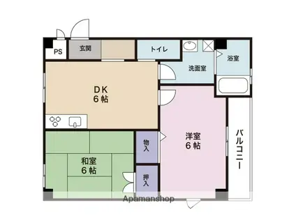 権内マンション2(2DK/2階)の間取り写真