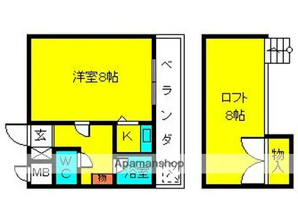 サンヒルズ大和(1K/4階)の間取り写真