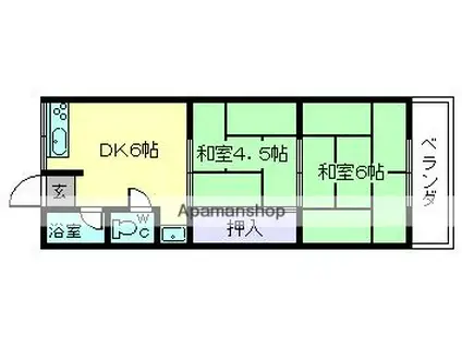 三笠ハイツ(2DK/2階)の間取り写真