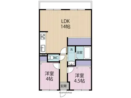 ライオンズマンション大和八木(2LDK/7階)の間取り写真