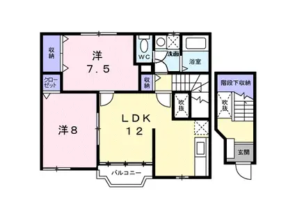 ソレイユ・アン(2LDK/2階)の間取り写真