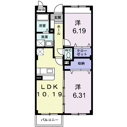セイバリーウッズ(2LDK/1階)の間取り写真
