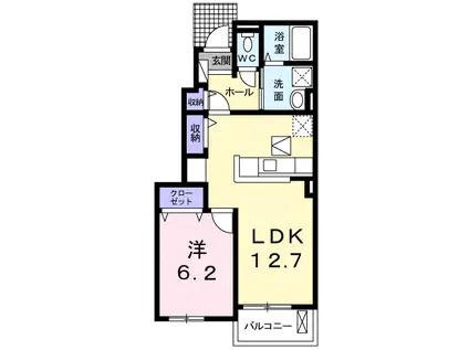 カルムアン(1LDK/1階)の間取り写真
