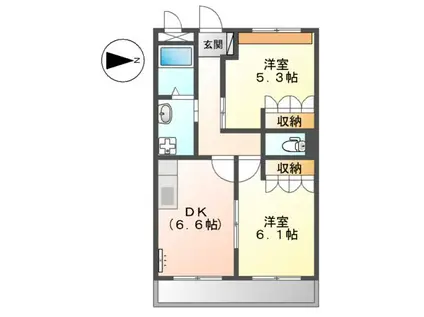 セカンド・パレス(2DK/2階)の間取り写真