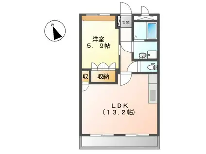 セントフィールド葛城Ⅱ(1LDK/2階)の間取り写真