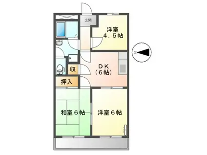 ハイツ白樫の森(3DK/1階)の間取り写真