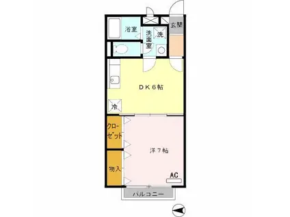 リビングタウン南八木(1DK/1階)の間取り写真