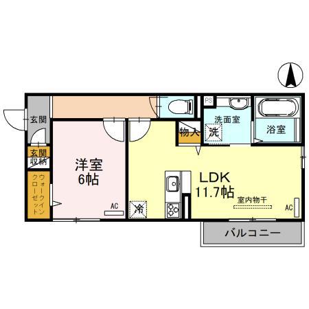 ハッピーライフⅥ(1LDK/3階)の間取り写真