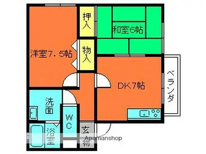 セジュールFA棟(2DK/2階)の間取り写真