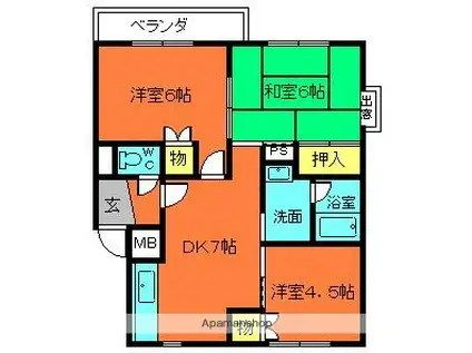 グランデージ(3DK/3階)の間取り写真