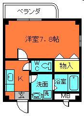 コモドビラⅦ(1K/3階)の間取り写真