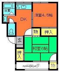 浅古ハイツ(2DK/4階)の間取り写真