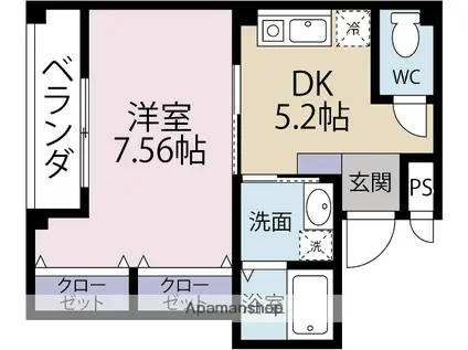 プレジール(1DK/3階)の間取り写真