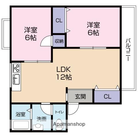 サニーコート1号館(2LDK/1階)の間取り写真
