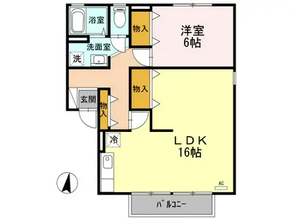 アネシスD(1LDK/2階)の間取り写真
