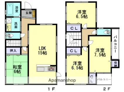 近鉄大阪線 大福駅 徒歩6分 2階建 築12年(4LDK)の間取り写真