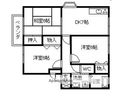 パセオ・ブルージュ(2LDK/1階)の間取り写真