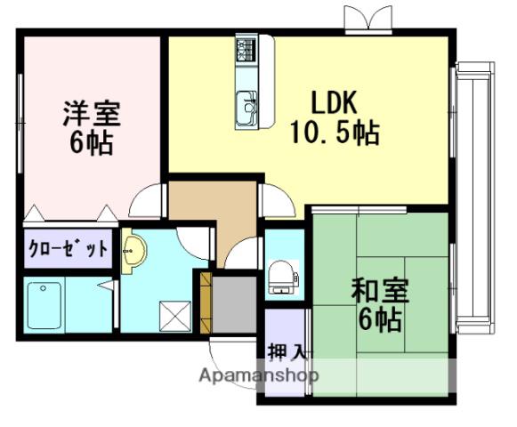 ソレイユⅡ(2LDK/2階)の間取り写真