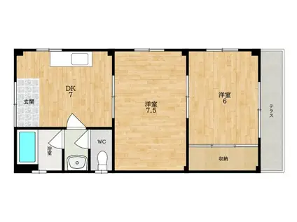 佐々木コーポ(2DK/1階)の間取り写真