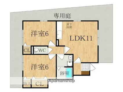 ハイツメビウス A棟(2LDK/1階)の間取り写真