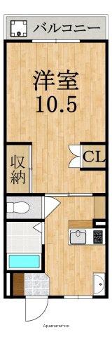聖和ハイツ生駒(1K/1階)の間取り写真