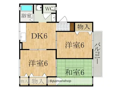 エスポワール(3DK/1階)の間取り写真