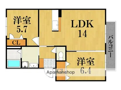 エトワールD(2LDK/2階)の間取り写真