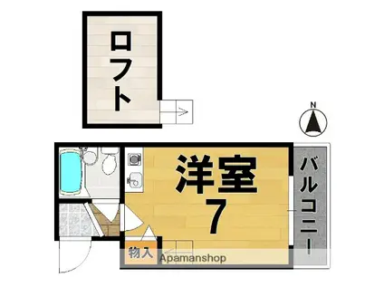 ドリーム東生駒(ワンルーム/3階)の間取り写真