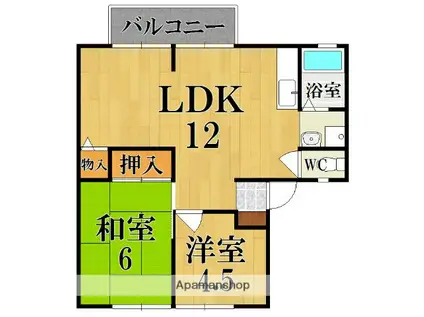 アルファ生駒(2LDK/1階)の間取り写真