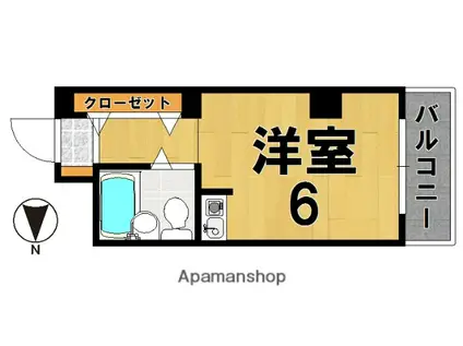 シティパレス生駒P-2(ワンルーム/1階)の間取り写真