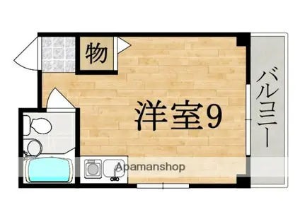 エクシード生駒(ワンルーム/3階)の間取り写真