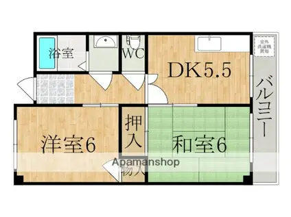 西田ニューハイツ(2DK/2階)の間取り写真