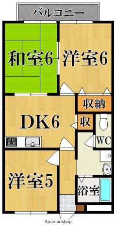 パセオ・メルベーユ(3DK/1階)の間取り写真