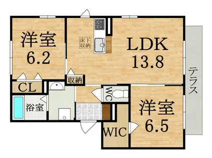 マーベラスコートⅢ(2LDK/1階)の間取り写真