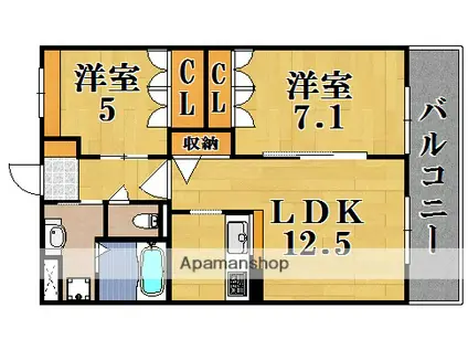 レーベンAZUKI(2LDK/2階)の間取り写真