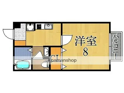 シェーヴルドール(1K/1階)の間取り写真