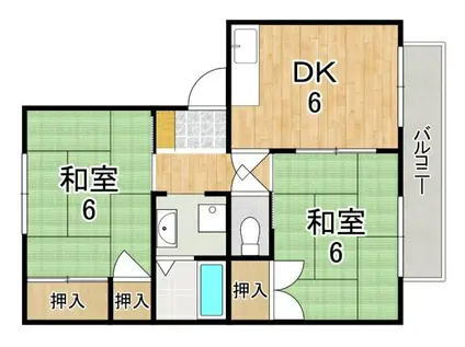 ヴィラージュ堀川A(2DK/2階)の間取り写真