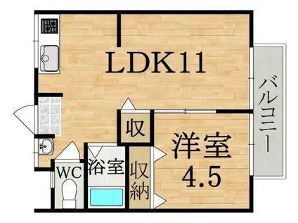 阪手荘北棟(1LDK/2階)の間取り写真