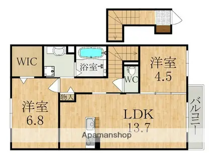 ヴィラウエストII(2LDK/2階)の間取り写真