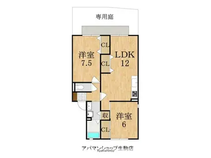 ラークハイムII(2LDK/1階)の間取り写真