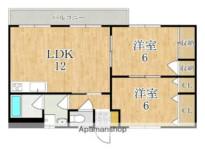 メゾンドラフィーネ(2LDK/3階)の間取り写真