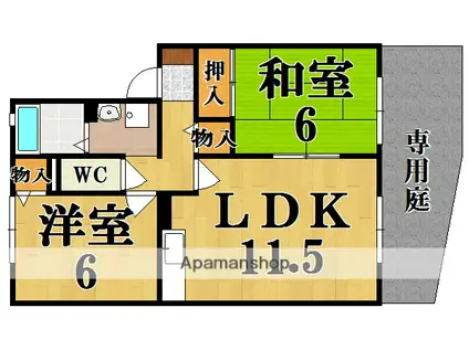グランドゥール I(2LDK/2階)の間取り写真